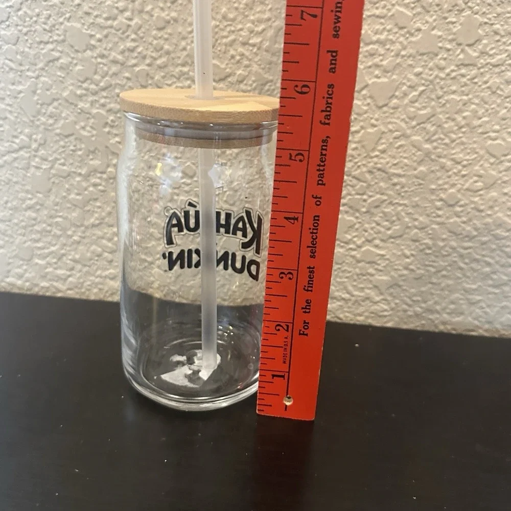 Kahlua‎ And Dunkin Glass Coffee Tumbler iced cup with lid and straw clear